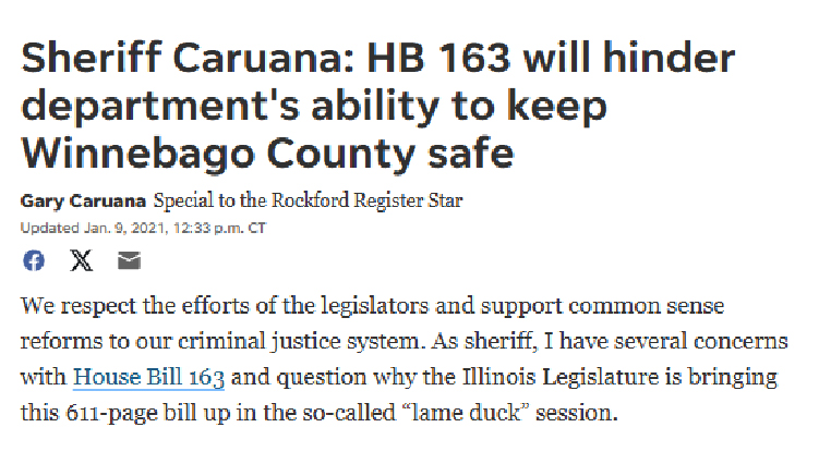 Sheriff Caruana: HB 163 will hinder department's ability to keep Winnebago County safe — RRStar opinion news image